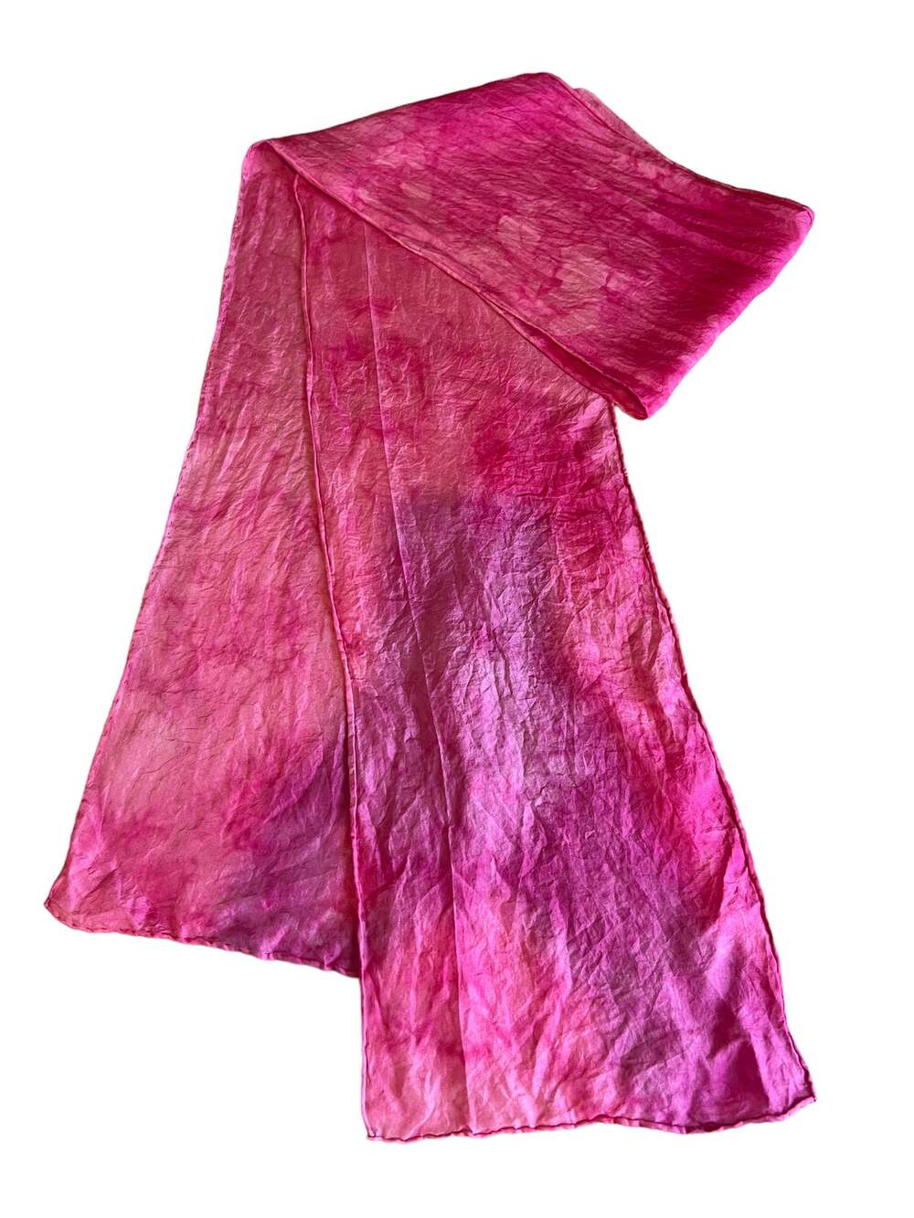 Tie Dye Dip Dye Long Silk Scarf Pink